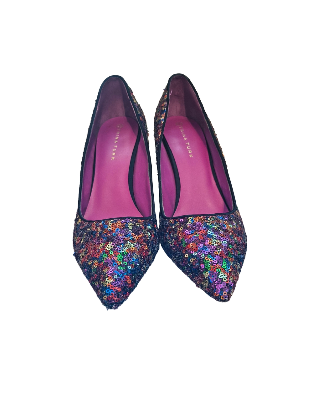 Multicolor Sequin Pointed-Toe High Heels - Picture 3 of 6